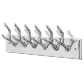 Colgador de aluminio con ganchos para ropa, abrigos (Plateado) de , Percheros para sombreros y abrigos - Ref: Foro24-242339, ...