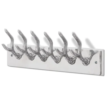 Colgador de aluminio con ganchos para ropa, abrigos (Plateado) de , Percheros para sombreros y abrigos - Ref: Foro24-242339, ...