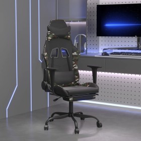 Silla gaming con reposapiés cuero sintético negro camuflaje de , Sillones para videojuegos - Ref: Foro24-3143664, Precio: 121...