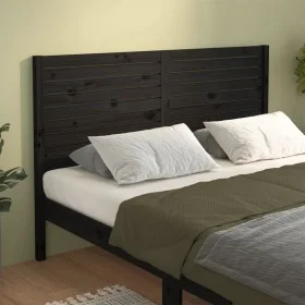 Solid black pine wood bed headboard 186x4x100 cm by , Headboards and footboards - Ref: Foro24-819039, Price: 90,07 €, Discoun...