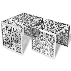 Mesa auxiliar cuadrada aluminio plateada 2 unidades de , Mesas auxiliares - Ref: Foro24-243508, Precio: 229,74 €, Descuento: %
