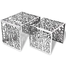 Mesa auxiliar cuadrada aluminio plateada 2 unidades de , Mesas auxiliares - Ref: Foro24-243508, Precio: 250,47 €, Descuento: %