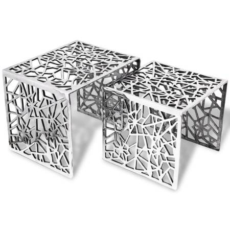 Mesa auxiliar cuadrada aluminio plateada 2 unidades de , Mesas auxiliares - Ref: Foro24-243508, Precio: 229,74 €, Descuento: %