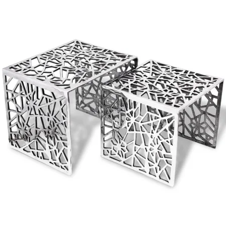 Mesa auxiliar cuadrada aluminio plateada 2 unidades de , Mesas auxiliares - Ref: Foro24-243508, Precio: 250,47 €, Descuento: %