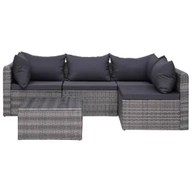 Set de muebles de jardín y cojines 5 pzas. ratán sintético gris de vidaXL, Conjuntos de jardín - Ref: Foro24-44160, Precio: 3...