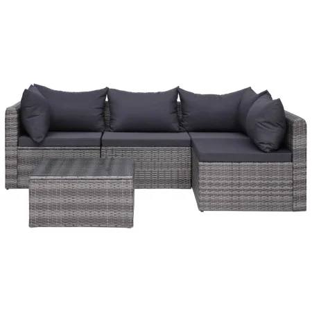 Set de muebles de jardín y cojines 5 pzas. ratán sintético gris de vidaXL, Conjuntos de jardín - Ref: Foro24-44160, Precio: 3...