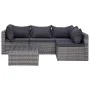 Set de muebles de jardín y cojines 5 pzas. ratán sintético gris de vidaXL, Conjuntos de jardín - Ref: Foro24-44160, Precio: 3...