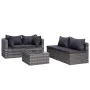 Set de muebles de jardín y cojines 5 pzas. ratán sintético gris de vidaXL, Conjuntos de jardín - Ref: Foro24-44160, Precio: 3...