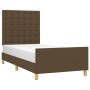 Estructura de cama con cabecero de tela marrón oscuro 90x200 cm de , Camas y somieres - Ref: Foro24-3125352, Precio: 151,03 €...