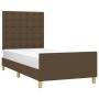Estructura de cama con cabecero de tela marrón oscuro 90x190 cm de , Camas y somieres - Ref: Foro24-3125344, Precio: 149,50 €...