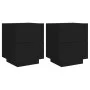 Mesitas de noche con luces LED 2 uds madera ingeniería negra de , Mesitas de noche - Ref: Foro24-836738, Precio: 117,48 €, De...