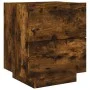Mesita de noche luces LED 2 uds madera ingeniería roble ahumado de , Mesitas de noche - Ref: Foro24-836744, Precio: 108,98 €,...