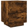 Mesita de noche luces LED 2 uds madera ingeniería roble ahumado de , Mesitas de noche - Ref: Foro24-836744, Precio: 110,67 €,...