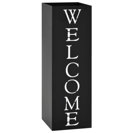Paragúero diseno Welcome acero negro de vidaXL, Paragüeros - Ref: Foro24-246796, Precio: 39,31 €, Descuento: %