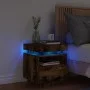 Mesita de noche con luces LED roble ahumado 40x39x48,5 cm de , Mesitas de noche - Ref: Foro24-836792, Precio: 71,92 €, Descue...