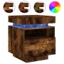 Mesita de noche con luces LED roble ahumado 40x39x48,5 cm de , Mesitas de noche - Ref: Foro24-836792, Precio: 74,45 €, Descue...