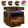 Mesita de noche con luces LED roble ahumado 40x39x48,5 cm de , Mesitas de noche - Ref: Foro24-836792, Precio: 71,92 €, Descue...