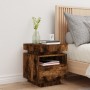 Mesita de noche con luces LED roble ahumado 40x39x48,5 cm de , Mesitas de noche - Ref: Foro24-836792, Precio: 74,45 €, Descue...