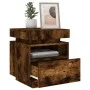 Mesita de noche con luces LED roble ahumado 40x39x48,5 cm de , Mesitas de noche - Ref: Foro24-836792, Precio: 71,92 €, Descue...