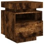 Mesita de noche con luces LED roble ahumado 40x39x48,5 cm de , Mesitas de noche - Ref: Foro24-836792, Precio: 74,45 €, Descue...