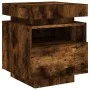 Mesita de noche con luces LED roble ahumado 40x39x48,5 cm de , Mesitas de noche - Ref: Foro24-836792, Precio: 71,92 €, Descue...