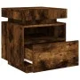 Mesita de noche con luces LED roble ahumado 40x39x48,5 cm de , Mesitas de noche - Ref: Foro24-836792, Precio: 71,92 €, Descue...
