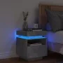 Concrete gray bedside table with LED lights 40x39x48.5 cm by , Nightstands - Ref: Foro24-836790, Price: 73,34 €, Discount: %