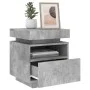 Concrete gray bedside table with LED lights 40x39x48.5 cm by , Nightstands - Ref: Foro24-836790, Price: 73,34 €, Discount: %