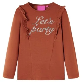 Camiseta infantil de manga larga color coñac 140 de , Camisetas para niños - Ref: Foro24-14218, Precio: 9,17 €, Descuento: %