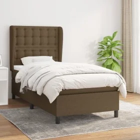 Cama box spring con colchón tela marrón oscuro 90x200 cm de , Camas y somieres - Ref: Foro24-3128256, Precio: 347,38 €, Descu...