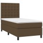 Cama box spring colchón y luces LED tela marrón oscuro 90x200cm de , Camas y somieres - Ref: Foro24-3135168, Precio: 366,27 €...