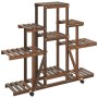 Soporte de flores con ruedas madera maciza abeto 110x25x101 cm de , Soportes para macetas - Ref: Foro24-362851, Precio: 47,64...