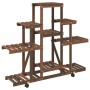 Soporte de flores con ruedas madera maciza abeto 110x25x101 cm de , Soportes para macetas - Ref: Foro24-362851, Precio: 47,64...
