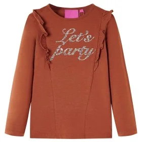 Langärmeliges Kinder-T-Shirt in Cognac-Farbe, Größe 116. von , Kinder-T-Shirts - Ref: Foro24-14216, Preis: 9,17 €, Rabatt: %