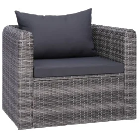 Silla de jardín con cojines ratán sintético gris de vidaXL, Sillas de jardín - Ref: Foro24-44161, Precio: 172,82 €, Descuento: %