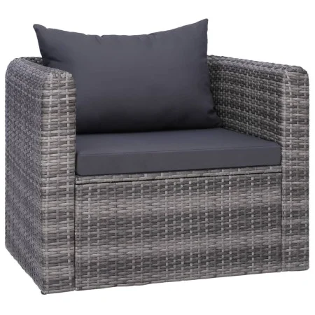 Silla de jardín con cojines ratán sintético gris de vidaXL, Sillas de jardín - Ref: Foro24-44161, Precio: 172,82 €, Descuento: %
