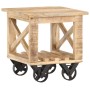 Mesa auxiliar con ruedas madera de mango rugosa 40x40x42 cm en Mesas auxiliares | Comprar online en Foru.es