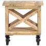 Mesa auxiliar con ruedas madera de mango rugosa 40x40x42 cm en Mesas auxiliares | Comprar online en Foru.es