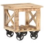 Mesa auxiliar con ruedas madera de mango rugosa 40x40x42 cm en Mesas auxiliares | Comprar online en Foru.es