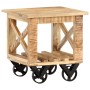 Mesa auxiliar con ruedas madera de mango rugosa 40x40x42 cm en Mesas auxiliares | Comprar online en Foru.es