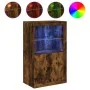 Sideboard mit LED-Lichtern aus geräucherter Eichen-Ingenieurholz. von , Schließfächer und Lagerschränke - Ref: Foro24-836627,...