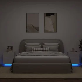 Mesitas de noche con luces LED 2 uds madera ingeniería blanca de , Mesitas de noche - Ref: Foro24-836736, Precio: 117,66 €, D...