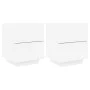 Mesitas de noche con luces LED 2 uds madera ingeniería blanca de , Mesitas de noche - Ref: Foro24-836736, Precio: 117,66 €, D...