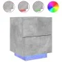 Mesita de noche con luces LED madera ingeniería gris hormigón de , Mesitas de noche - Ref: Foro24-836741, Precio: 63,82 €, De...