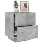 Mesita de noche con luces LED madera ingeniería gris hormigón de , Mesitas de noche - Ref: Foro24-836741, Precio: 63,82 €, De...