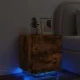 Mesita de noche con luces LED madera ingeniería roble ahumado de , Mesitas de noche - Ref: Foro24-836743, Precio: 64,34 €, De...