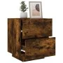 Mesita de noche con luces LED madera ingeniería roble ahumado de , Mesitas de noche - Ref: Foro24-836743, Precio: 64,34 €, De...