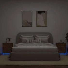 Mesitas de noche luces LED 2 uds madera ingeniería roble marrón by , Nightstands - Ref: Foro24-836748, Price: 95,48 €, Discou...