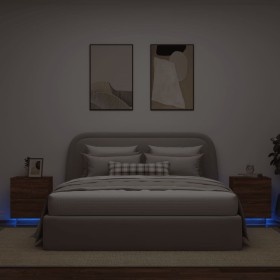 Mesitas de noche luces LED 2 uds madera ingeniería roble marrón de , Mesitas de noche - Ref: Foro24-836748, Precio: 96,68 €, ...