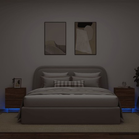 Mesitas de noche luces LED 2 uds madera ingeniería roble marrón de , Mesitas de noche - Ref: Foro24-836748, Precio: 96,68 €, ...